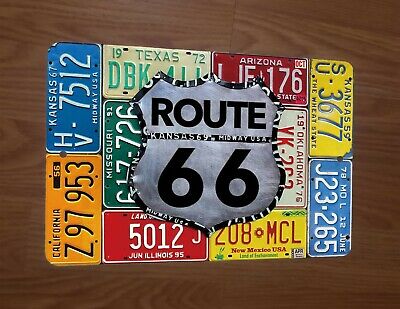 Route 66 License Plates Collage 8x12 Metal Wall Sign USA AmericaGarage Poster