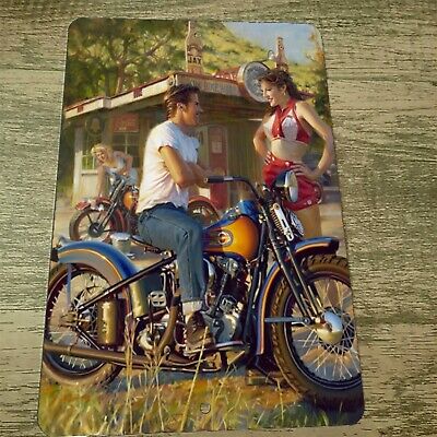 Bikini Bike Wash vintage ad 8x12 Metal Wall Sign Garage Poster Motorcycle