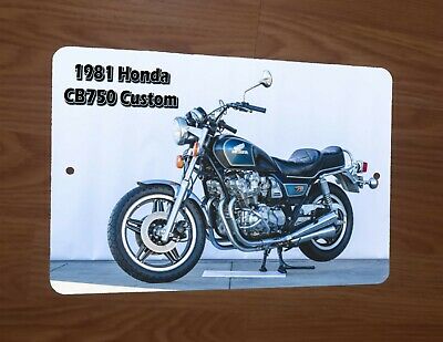 1981 Honda CB750 Custom Motorcycle Dirt Bike Photo 8x12 Metal Wall Sign Garage Poster