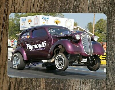 37 Plymouth floating power hot rod classic gasser car 8x12 Metal Wall  Car Sign garage poster