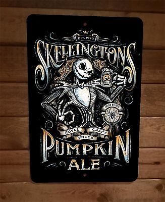 Jack Skelingtons Pumpkin Ale  8x12 Metal Wall Bar Sign Poster
