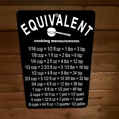 Cooking Measurements Equivalent 8x12 Metal Wall Sign Misc Poster Kitchen