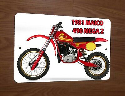 1981 MAICO 490 MEGA 2 Dirt Bike Motocross Motorcycle Photo 8x12 Metal Wall Sign Garage Poster