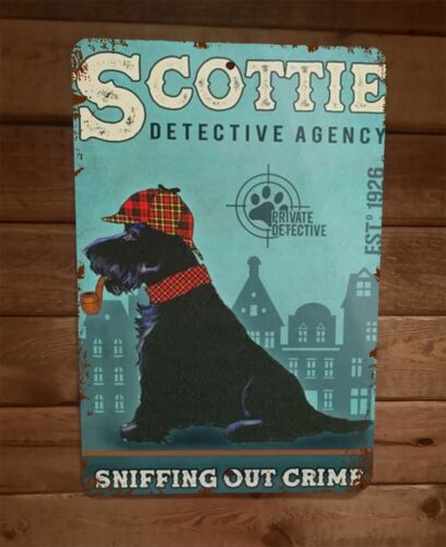 Scottie Dog Detective Agency 8x12 Metal Wall Sign Animal Poster