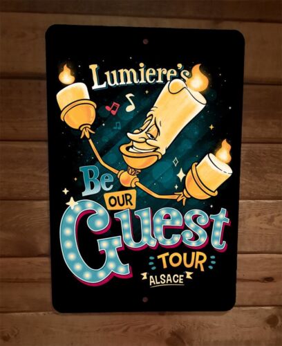 Lumieres Be Our Guest 8x12 Metal Wall Sign Poster Beauty Beast