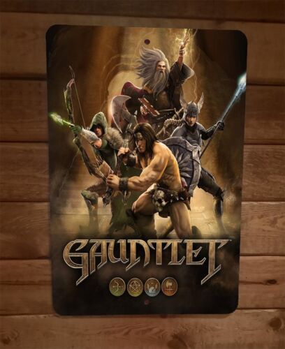 Gauntlet Gold 8x12 Metal Wall Sign Video Game Poster