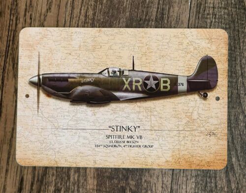 Stinky Spitfire MK VB Military Jet Plane 8x12 Metal Wall Sign Poster
