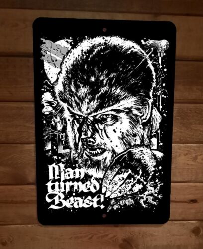 Man Turned Beast Werewolf Classic Monster 8x12 Metal Wall Sign Poster