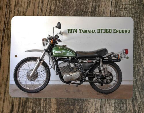 1974 Yamaha DT360 Enduro Motocross Dirt Bike Motorcycle 8x12 Metal Wall Sign