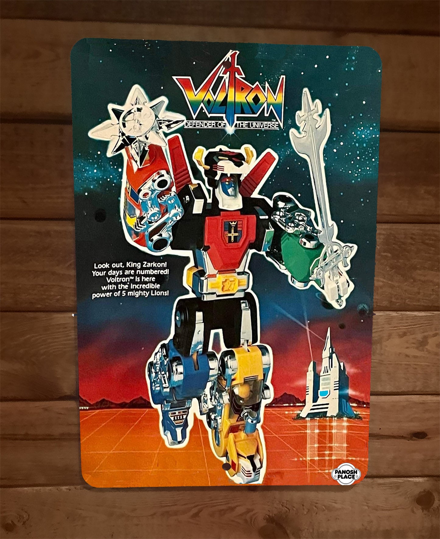 Panosh Place Voltron Box Cover Art 8x12 Metal Wall Sign Poster Retro 80s Cartoon TV Show